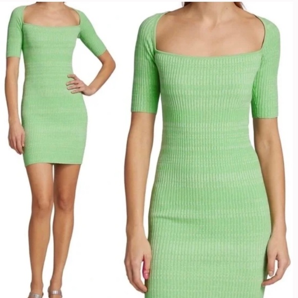 Remain Birger Christensen Rakella Ribbed Knit Dress Spring Green Mint - Picture 1 of 5